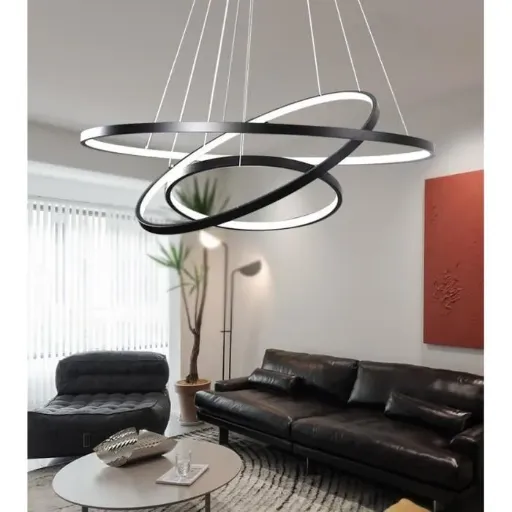 LUSTRE NOIR 3 CERCLE — Lustres