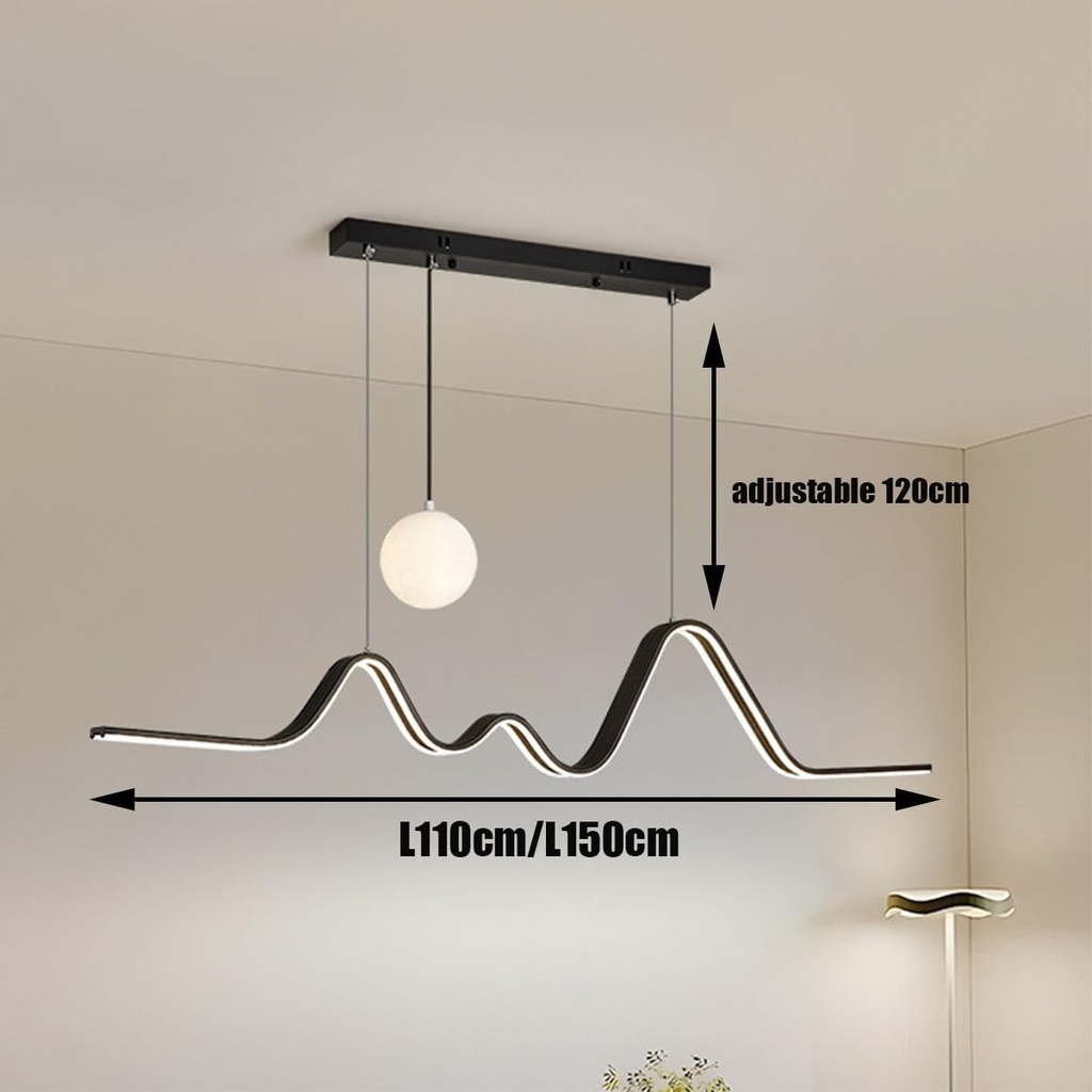 Lustre Moderne décorative Nordique en forme de Lune et Vague 