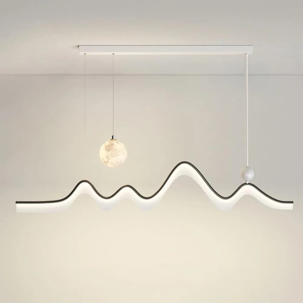 Lustre Moderne décorative Nordique en forme de Lune et Vague 